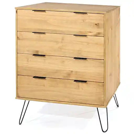 Augusta Pine 4 Drawer Chest with Hairpin Legs - The Furniture Mega Store 