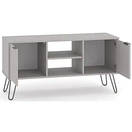 Augusta Grey 2 Door TV Unit with Hairpin Legs - The Furniture Mega Store 