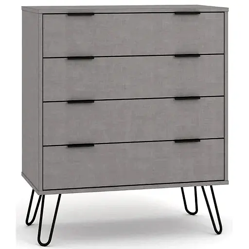 Augusta Grey 4 Drawer Chest with Hairpin Legs - The Furniture Mega Store 