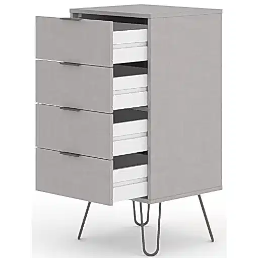 Augusta Grey 4 Drawer Narrow Chest with Hairpin Legs - The Furniture Mega Store 
