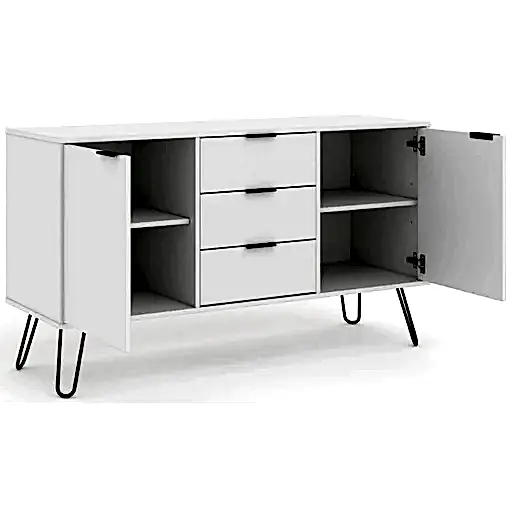 Augusta White Medium Sideboard with Hairpin Legs - The Furniture Mega Store 