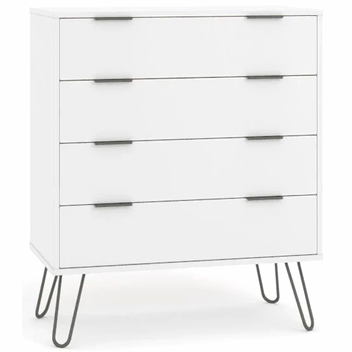 Augusta White 4 Drawer Chest with Hairpin Legs - The Furniture Mega Store 