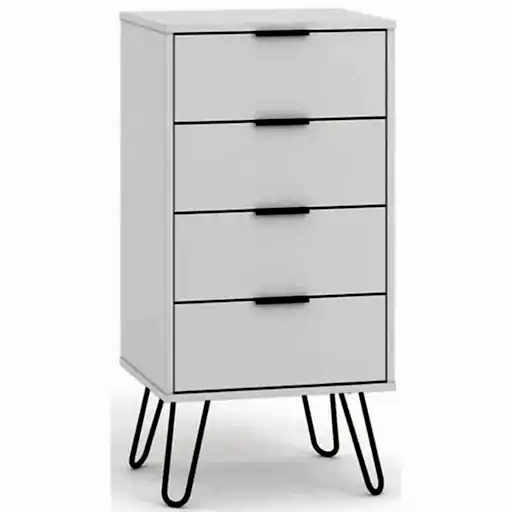 Augusta White 4 Drawer Narrow Chest with Hairpin Legs - The Furniture Mega Store 