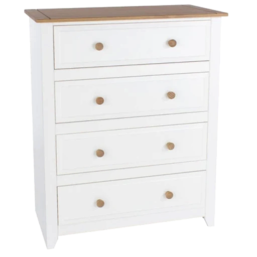 Capri White 4 Drawer Chest - The Furniture Mega Store 