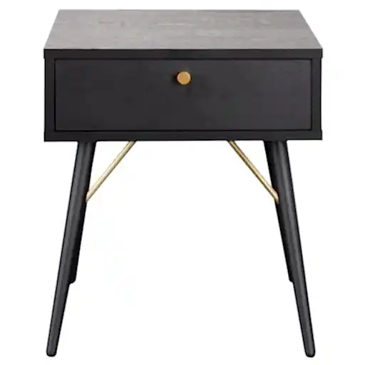 Vida Living Barcelona Black Bedside Table - The Furniture Mega Store 