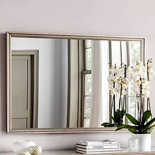 Vida Living Jessica Taupe Rectangular Wall Mirror - The Furniture Mega Store 