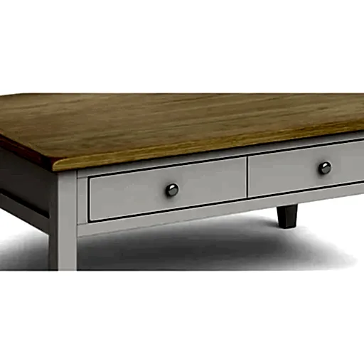 Cross Country Grey and Oak Large Coffee Table, Storage with 2 Drawers - The Furniture Mega Store 