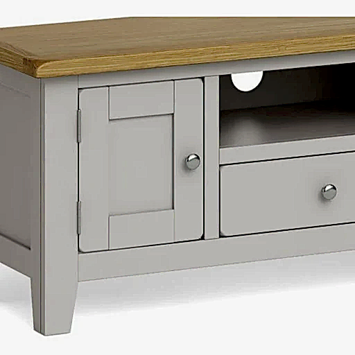 Cross Country Grey and Oak Large TV Unit, 120cm with Storage for Television Upto 43in Plasma - The Furniture Mega Store 