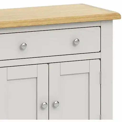 Cross Country Grey and Oak Mini Sideboard with 2 Doors for Small Space - The Furniture Mega Store 