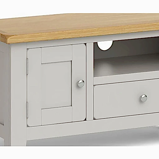 Cross Country Grey and Oak Small TV Unit, 90cm with Storage for Television Upto 32in Plasma - The Furniture Mega Store 