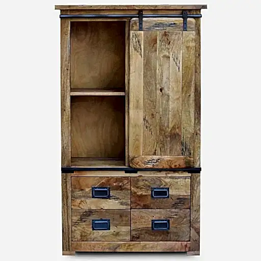 Germain Iron Works Mango Wood Chest Display Cabinet - The Furniture Mega Store 