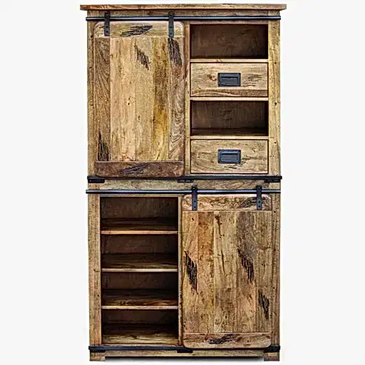 Germain Iron Works Mango Wood Display Cabinet - The Furniture Mega Store 