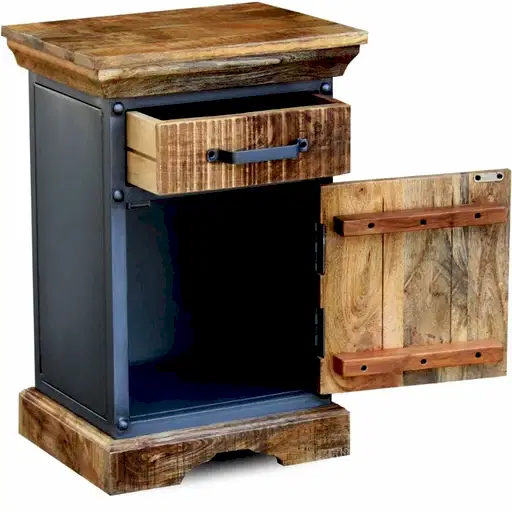 Metro Mango Wood 1 Door Side Table - The Furniture Mega Store 