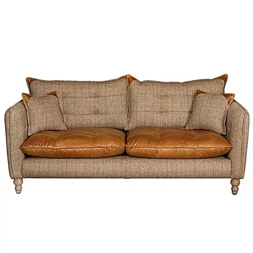 Regent Harris Tweed & Vintage Leather Sofa Collection - The Furniture Mega Store