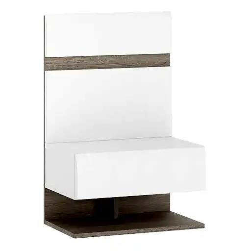 Chelsea White High Gloss & Truffle Oak Trim Bedside Extension - The Furniture Mega Store