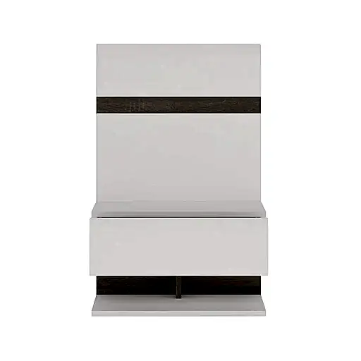 Chelsea White High Gloss & Truffle Oak Trim Bedside Extension - The Furniture Mega Store