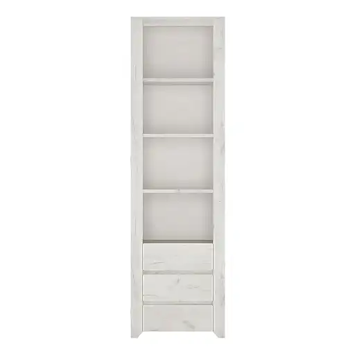 Angelica Tall Narrow 3 Drawer Bookcase - White Oak - The Furniture Mega Store 