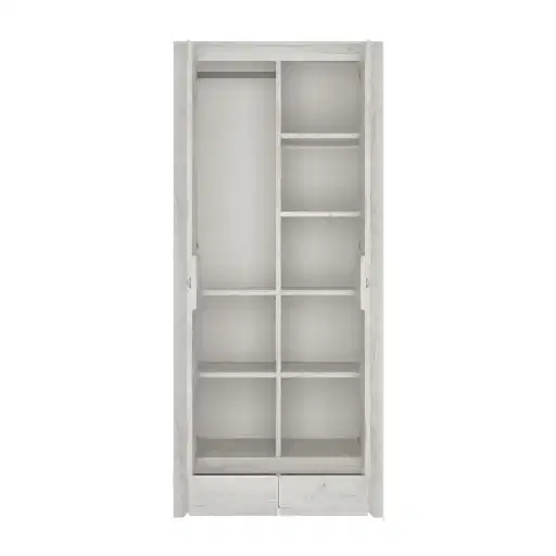 Angelica 2 Door 2 Drawer Fitted Wardrobe - White Oak - The Furniture Mega Store 