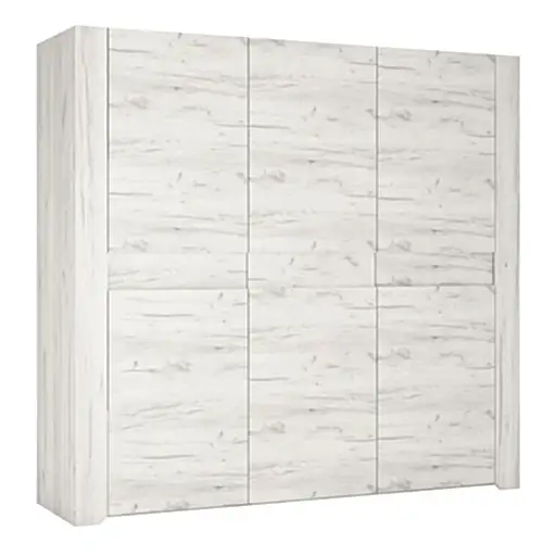Angelica 3 Door Wardrobe - White Oak - The Furniture Mega Store 