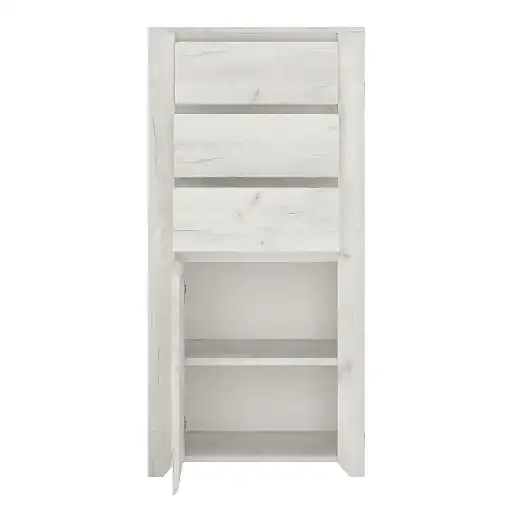 Angelica 1 Door 3 Drawer Chest - White Oak - The Furniture Mega Store 
