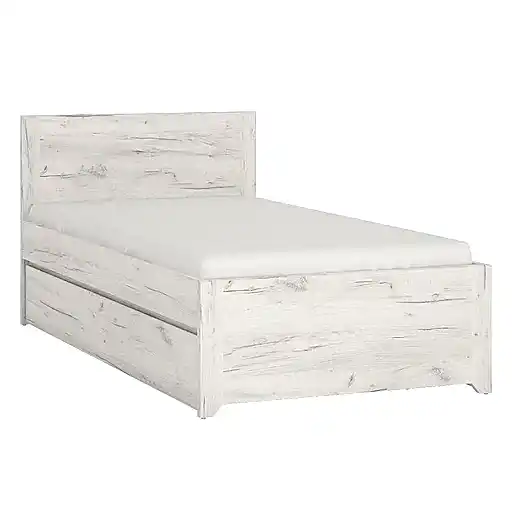 Angelica Single Bed with Pull Out under bed (Inc Slats) - White Oak - The Furniture Mega Store