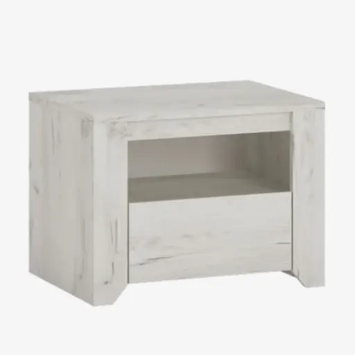 Angelica 1 Drawer Bedside Cabinet - White Oak - The Furniture Mega Store 
