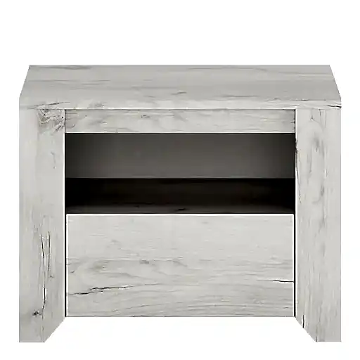 Angelica 1 Drawer Bedside Cabinet - White Oak - The Furniture Mega Store 