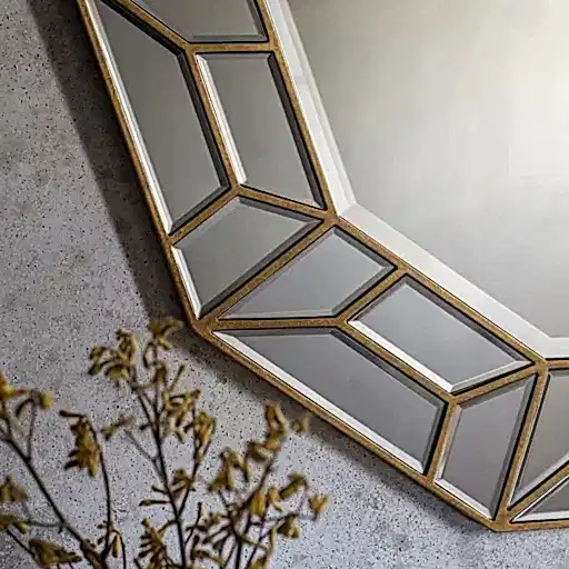 Celeste Decagon Wall Mirror - Gold - 105cm Diameter - The Furniture Mega Store 