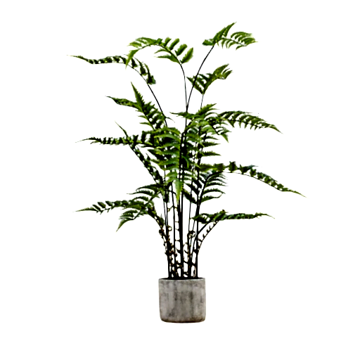 Large Artificial Potted Fern in Cement Pot - 107cm Tall - The Furniture Mega Store 