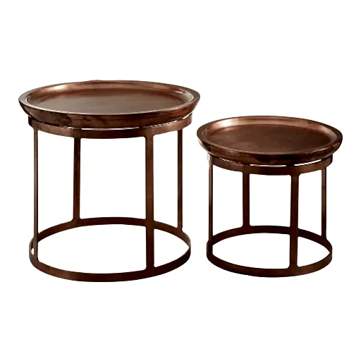 Crest Copper Finish Iron Tables - Set Of 2 - The Furniture Mega Store 