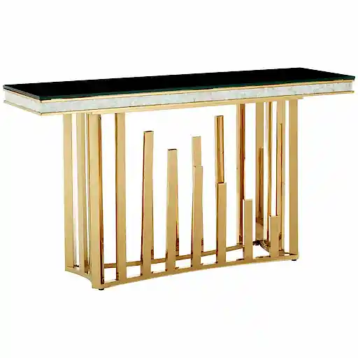 Eliza Gold Finish - Mother of pearl Inlay Console Table - The Furniture Mega Store 