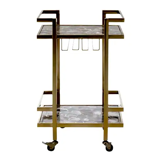 Vita Agate & Gold Finish Drinks Trolley - The Furniture Mega Store 