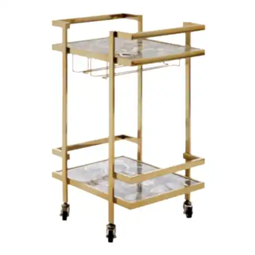 Vita Agate & Gold Finish Drinks Trolley - The Furniture Mega Store 