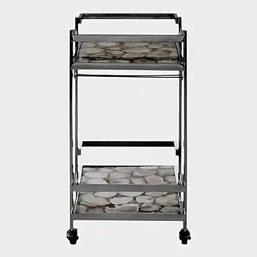 Vita White Agate Drinks Trolley - The Furniture Mega Store 