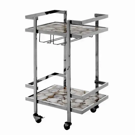 Vita White Agate Drinks Trolley - The Furniture Mega Store 