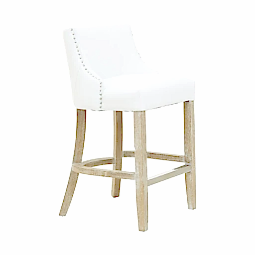 Hevea Low Back Bar Stool - White Leather - The Furniture Mega Store