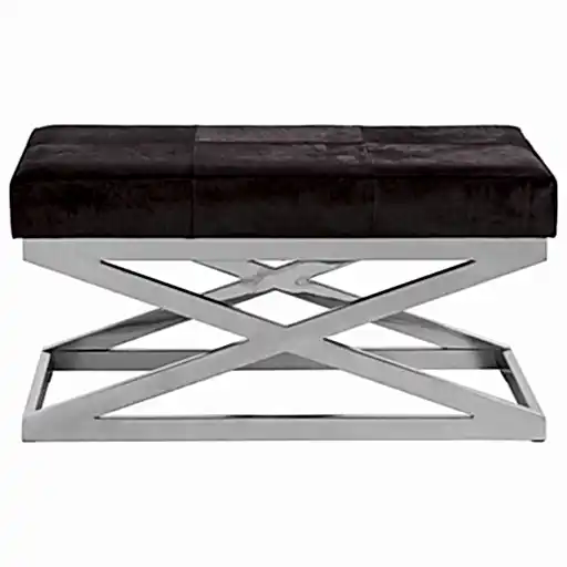Townhouse Genuine Leather & Stainless Steel Cross Base Bench - The Furniture Mega Store 