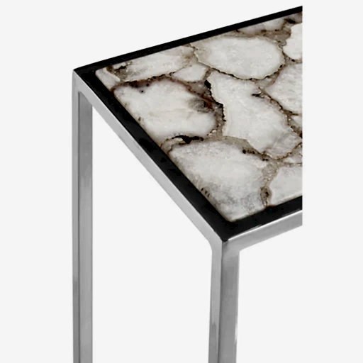 Vita White & Silver Agate Side Table - The Furniture Mega Store 