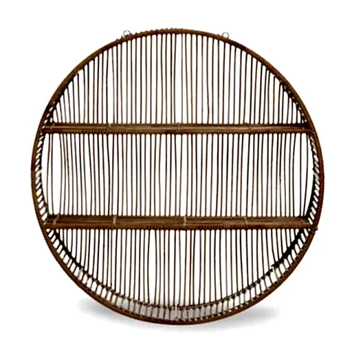 Large Natural Rattan Circular Wall Shelf - 60cm - The Furniture Mega Store 