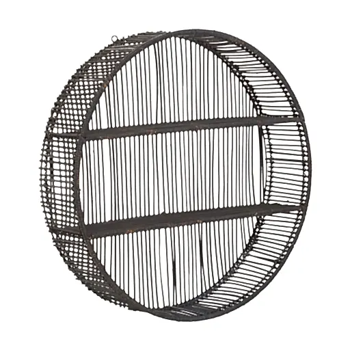 Large Black Rattan Circular Wall Shelf - 60cm - The Furniture Mega Store 