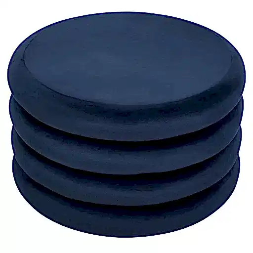 Ford Round Midnight Blue Velvet Ottoman Stool - The Furniture Mega Store 