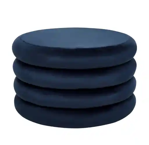 Ford Round Midnight Blue Velvet Ottoman Stool - The Furniture Mega Store 