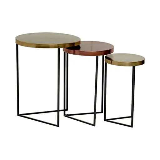 Kobra Set Of 3 Metallic Nest Side Tables - The Furniture Mega Store 