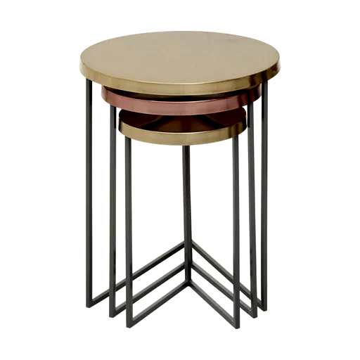 Kobra Set Of 3 Metallic Nest Side Tables - The Furniture Mega Store 
