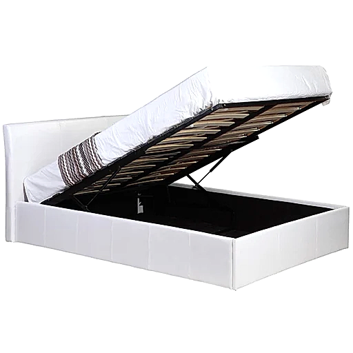 Fusion Small Double 4ft Storage Bed - White Faux Leather - The Furniture Mega Store