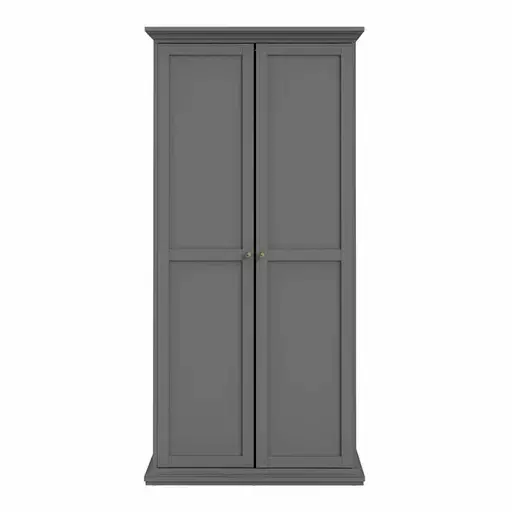Parisian 2 Door Wardrobe in Matt Grey - The Furniture Mega Store 