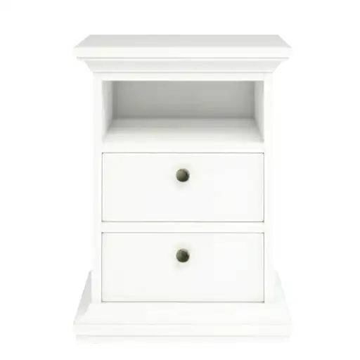 Parisian 2 Drawer Bedside in White - The Furniture Mega Store 