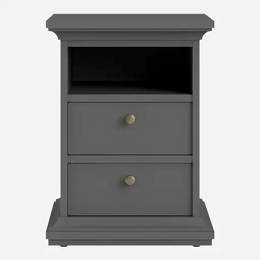 Parisian 2 Drawer Bedside in Matt Grey - The Furniture Mega Store 