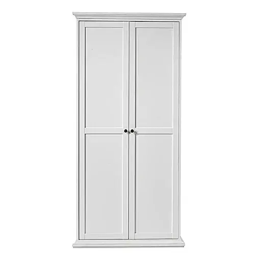 Parisian 2 Door Wardrobe in White - The Furniture Mega Store 