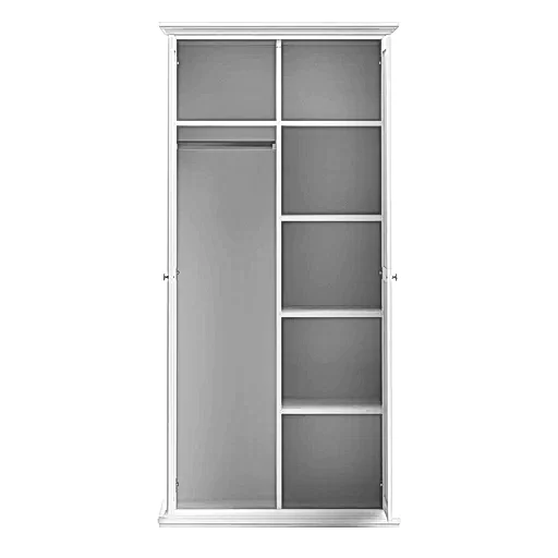 Parisian 2 Door Wardrobe in White - The Furniture Mega Store 